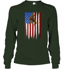 Wyoming Cowboys Grunge American Flag  Apparel Long Sleeve T-Shirt Long Sleeve T-Shirt - Nice-Tshirts4u