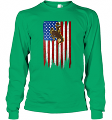 Wyoming Cowboys Grunge American Flag  Apparel Long Sleeve T-Shirt Long Sleeve T-Shirt - Nice-Tshirts4u