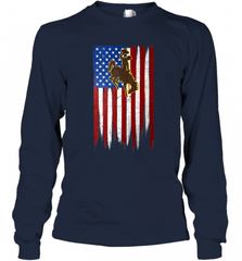 Wyoming Cowboys Grunge American Flag  Apparel Long Sleeve T-Shirt Long Sleeve T-Shirt - Nice-Tshirts4u