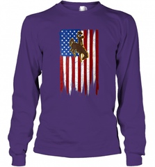 Wyoming Cowboys Grunge American Flag  Apparel Long Sleeve T-Shirt Long Sleeve T-Shirt - Nice-Tshirts4u