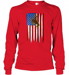Wyoming Cowboys Grunge American Flag  Apparel Long Sleeve T-Shirt Long Sleeve T-Shirt - Nice-Tshirts4u