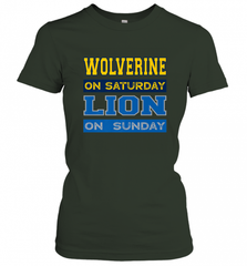 Wolverine on Saturday Lion on Sunday Detroit Football Gift Women's T-Shirt Women's T-Shirt - Nice-Tshirts4u
