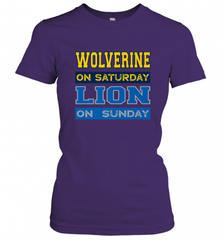 Wolverine on Saturday Lion on Sunday Detroit Football Gift Women's T-Shirt Women's T-Shirt - Nice-Tshirts4u