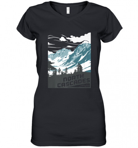 North Cascades National Park Washington Vintage Gift Women's V-Neck T-Shirt Women's V-Neck T-Shirt / Black / S Women's V-Neck T-Shirt - Nice-Tshirts4u