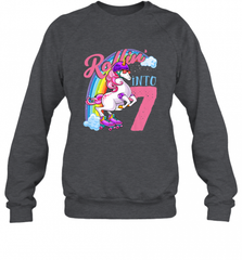 Kids Unicorn Roller Skate 7th Birthday Shirt Girls Unicorn Crewneck Sweatshirt Crewneck Sweatshirt - Nice-Tshirts4u