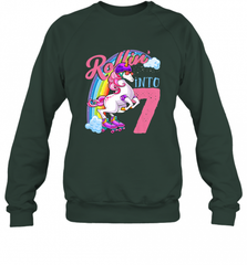 Kids Unicorn Roller Skate 7th Birthday Shirt Girls Unicorn Crewneck Sweatshirt Crewneck Sweatshirt - Nice-Tshirts4u