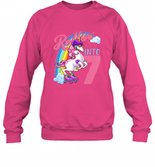 Kids Unicorn Roller Skate 7th Birthday Shirt Girls Unicorn Crewneck Sweatshirt Crewneck Sweatshirt - Nice-Tshirts4u