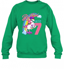 Kids Unicorn Roller Skate 7th Birthday Shirt Girls Unicorn Crewneck Sweatshirt Crewneck Sweatshirt - Nice-Tshirts4u