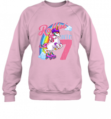 Kids Unicorn Roller Skate 7th Birthday Shirt Girls Unicorn Crewneck Sweatshirt Crewneck Sweatshirt - Nice-Tshirts4u