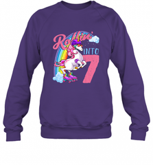 Kids Unicorn Roller Skate 7th Birthday Shirt Girls Unicorn Crewneck Sweatshirt Crewneck Sweatshirt - Nice-Tshirts4u
