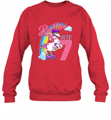 Kids Unicorn Roller Skate 7th Birthday Shirt Girls Unicorn Crewneck Sweatshirt Crewneck Sweatshirt - Nice-Tshirts4u
