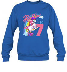 Kids Unicorn Roller Skate 7th Birthday Shirt Girls Unicorn Crewneck Sweatshirt Crewneck Sweatshirt - Nice-Tshirts4u