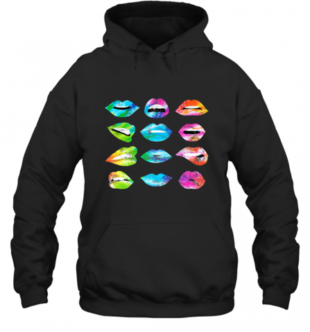 Tie Dye Lip Mood Mouths Bite Tongue Out Smile Smirk Kiss Hooded Sweatshirt Hooded Sweatshirt / Black / S Hooded Sweatshirt - Nice-Tshirts4u