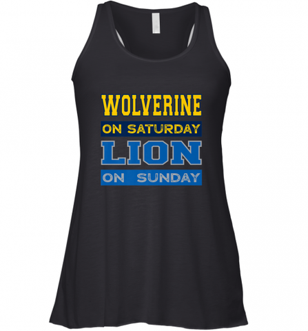 Wolverine on Saturday Lion on Sunday Detroit Football Gift Women's Racerback Tank Women's Racerback Tank / Black / XS Women's Racerback Tank - Nice-Tshirts4u