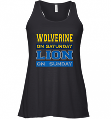 Wolverine on Saturday Lion on Sunday Detroit Football Gift Women's Racerback Tank Women's Racerback Tank - Nice-Tshirts4u