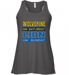 Wolverine on Saturday Lion on Sunday Detroit Football Gift Women's Racerback Tank Women's Racerback Tank - Nice-Tshirts4u