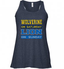 Wolverine on Saturday Lion on Sunday Detroit Football Gift Women's Racerback Tank Women's Racerback Tank - Nice-Tshirts4u