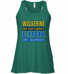 Wolverine on Saturday Lion on Sunday Detroit Football Gift Women's Racerback Tank Women's Racerback Tank - Nice-Tshirts4u