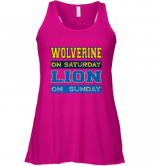 Wolverine on Saturday Lion on Sunday Detroit Football Gift Women's Racerback Tank Women's Racerback Tank - Nice-Tshirts4u