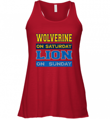 Wolverine on Saturday Lion on Sunday Detroit Football Gift Women's Racerback Tank Women's Racerback Tank - Nice-Tshirts4u
