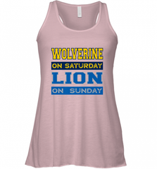 Wolverine on Saturday Lion on Sunday Detroit Football Gift Women's Racerback Tank Women's Racerback Tank - Nice-Tshirts4u