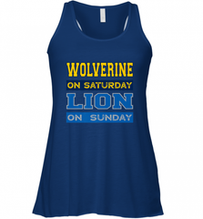 Wolverine on Saturday Lion on Sunday Detroit Football Gift Women's Racerback Tank Women's Racerback Tank - Nice-Tshirts4u