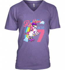 Kids Unicorn Roller Skate 7th Birthday Shirt Girls Unicorn Men's V-Neck Men's V-Neck - Nice-Tshirts4u