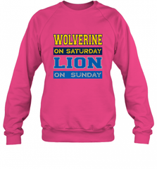 Wolverine on Saturday Lion on Sunday Detroit Football Gift Crewneck Sweatshirt Crewneck Sweatshirt - Nice-Tshirts4u