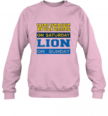 Wolverine on Saturday Lion on Sunday Detroit Football Gift Crewneck Sweatshirt Crewneck Sweatshirt - Nice-Tshirts4u
