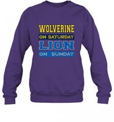 Wolverine on Saturday Lion on Sunday Detroit Football Gift Crewneck Sweatshirt Crewneck Sweatshirt - Nice-Tshirts4u