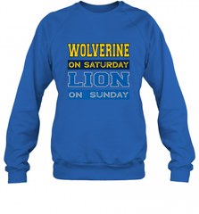 Wolverine on Saturday Lion on Sunday Detroit Football Gift Crewneck Sweatshirt Crewneck Sweatshirt - Nice-Tshirts4u