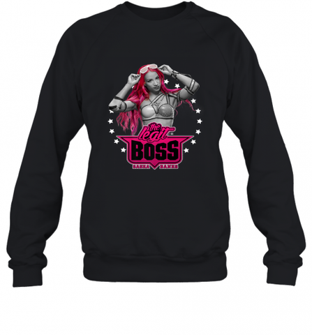 WWE Sasha Banks Pink Hair with Logo Crewneck Sweatshirt Crewneck Sweatshirt / Black / S Crewneck Sweatshirt - Nice-Tshirts4u