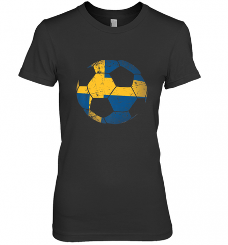 Sweden Soccer Ball Flag Jersey Shirt  Swedish Football Gift Women's Premium T-Shirt Women's Premium T-Shirt / Black / XS Women's Premium T-Shirt - Nice-Tshirts4u