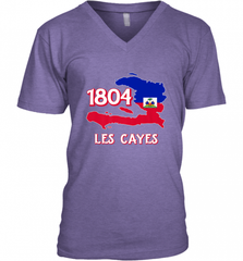 Nice Haitian Flag Day Shirt _ Les Cayes Haiti Map 1804 Men's V-Neck Men's V-Neck - Nice-Tshirts4u
