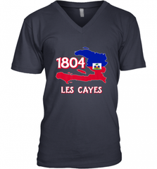 Nice Haitian Flag Day Shirt _ Les Cayes Haiti Map 1804 Men's V-Neck Men's V-Neck - Nice-Tshirts4u