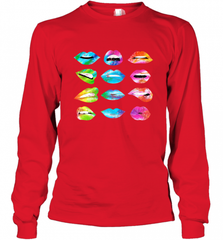 Tie Dye Lip Mood Mouths Bite Tongue Out Smile Smirk Kiss Long Sleeve T-Shirt Long Sleeve T-Shirt - Nice-Tshirts4u