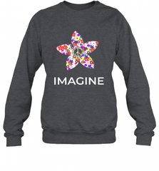 Imagine Flower Peace Sign Hippie 60s 70s Retro Crewneck Sweatshirt Crewneck Sweatshirt - Nice-Tshirts4u