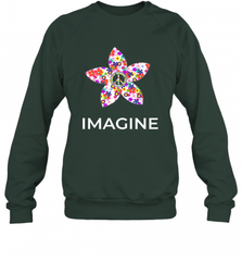 Imagine Flower Peace Sign Hippie 60s 70s Retro Crewneck Sweatshirt Crewneck Sweatshirt - Nice-Tshirts4u