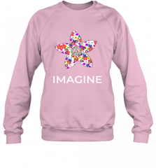 Imagine Flower Peace Sign Hippie 60s 70s Retro Crewneck Sweatshirt Crewneck Sweatshirt - Nice-Tshirts4u