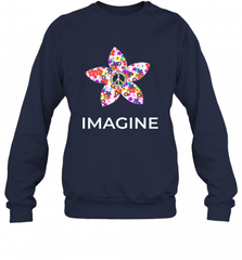 Imagine Flower Peace Sign Hippie 60s 70s Retro Crewneck Sweatshirt Crewneck Sweatshirt - Nice-Tshirts4u
