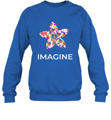 Imagine Flower Peace Sign Hippie 60s 70s Retro Crewneck Sweatshirt Crewneck Sweatshirt - Nice-Tshirts4u