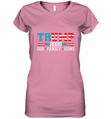 Trump 2020 God Family Guns Lovers Election Supporter Women's V-Neck T-Shirt Women's V-Neck T-Shirt - Nice-Tshirts4u