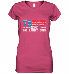 Trump 2020 God Family Guns Lovers Election Supporter Women's V-Neck T-Shirt Women's V-Neck T-Shirt - Nice-Tshirts4u