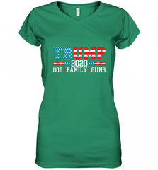 Trump 2020 God Family Guns Lovers Election Supporter Women's V-Neck T-Shirt Women's V-Neck T-Shirt - Nice-Tshirts4u