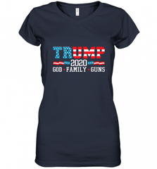 Trump 2020 God Family Guns Lovers Election Supporter Women's V-Neck T-Shirt Women's V-Neck T-Shirt - Nice-Tshirts4u