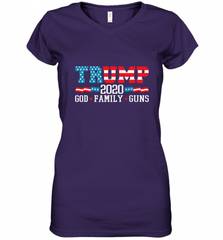 Trump 2020 God Family Guns Lovers Election Supporter Women's V-Neck T-Shirt Women's V-Neck T-Shirt - Nice-Tshirts4u
