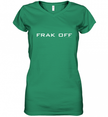 Battlestar Galactica Frak Off Official Tee Women's V-Neck T-Shirt Women's V-Neck T-Shirt - Nice-Tshirts4u