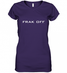 Battlestar Galactica Frak Off Official Tee Women's V-Neck T-Shirt Women's V-Neck T-Shirt - Nice-Tshirts4u