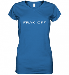 Battlestar Galactica Frak Off Official Tee Women's V-Neck T-Shirt Women's V-Neck T-Shirt - Nice-Tshirts4u