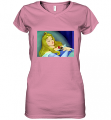 Disney Sleeping Beauty Aurora Sleeping Women's V-Neck T-Shirt Women's V-Neck T-Shirt - Nice-Tshirts4u
